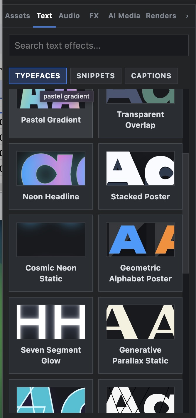 Asset tray — typography