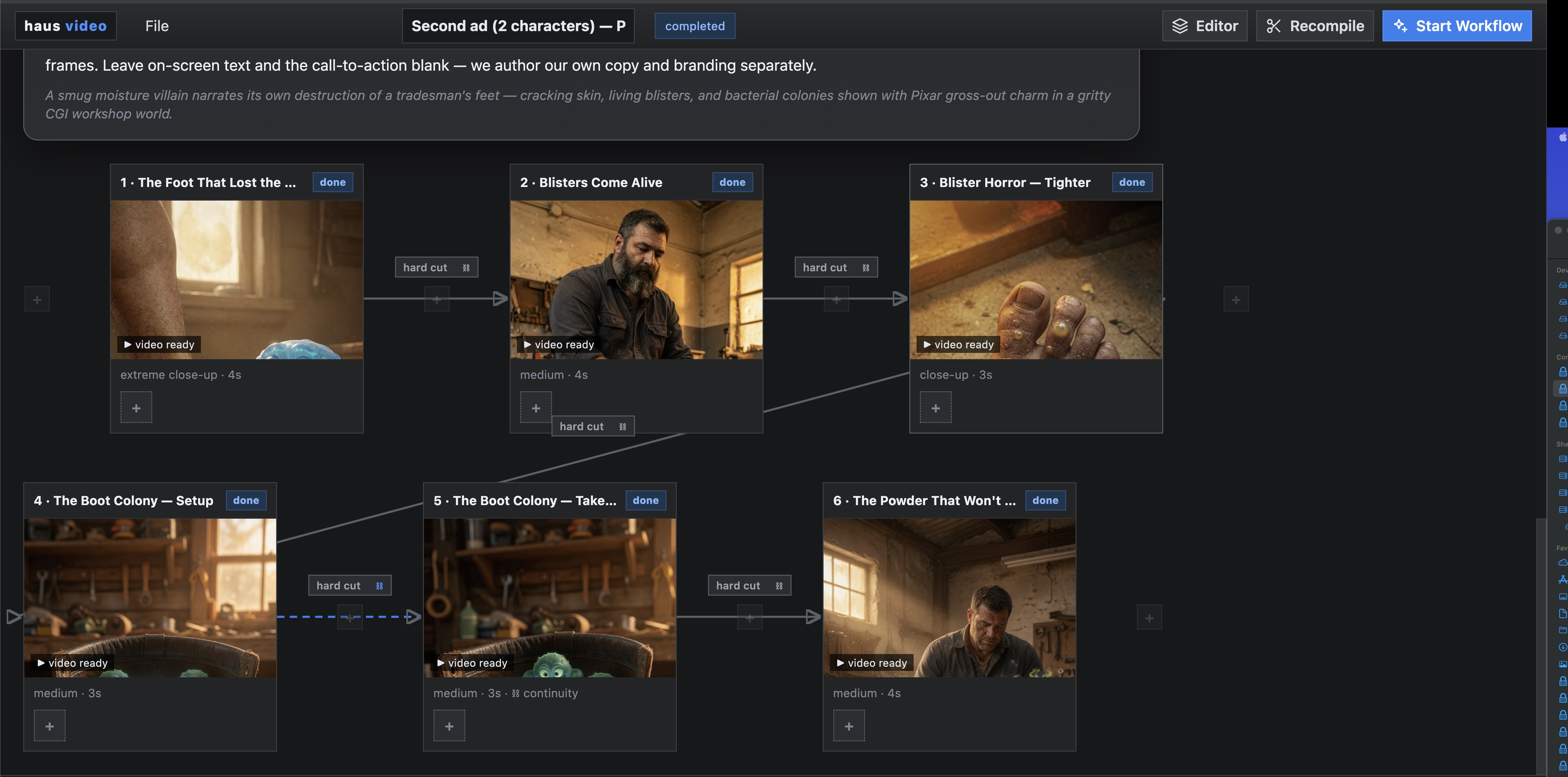 AI Studio ideation interface — brief to storyboard