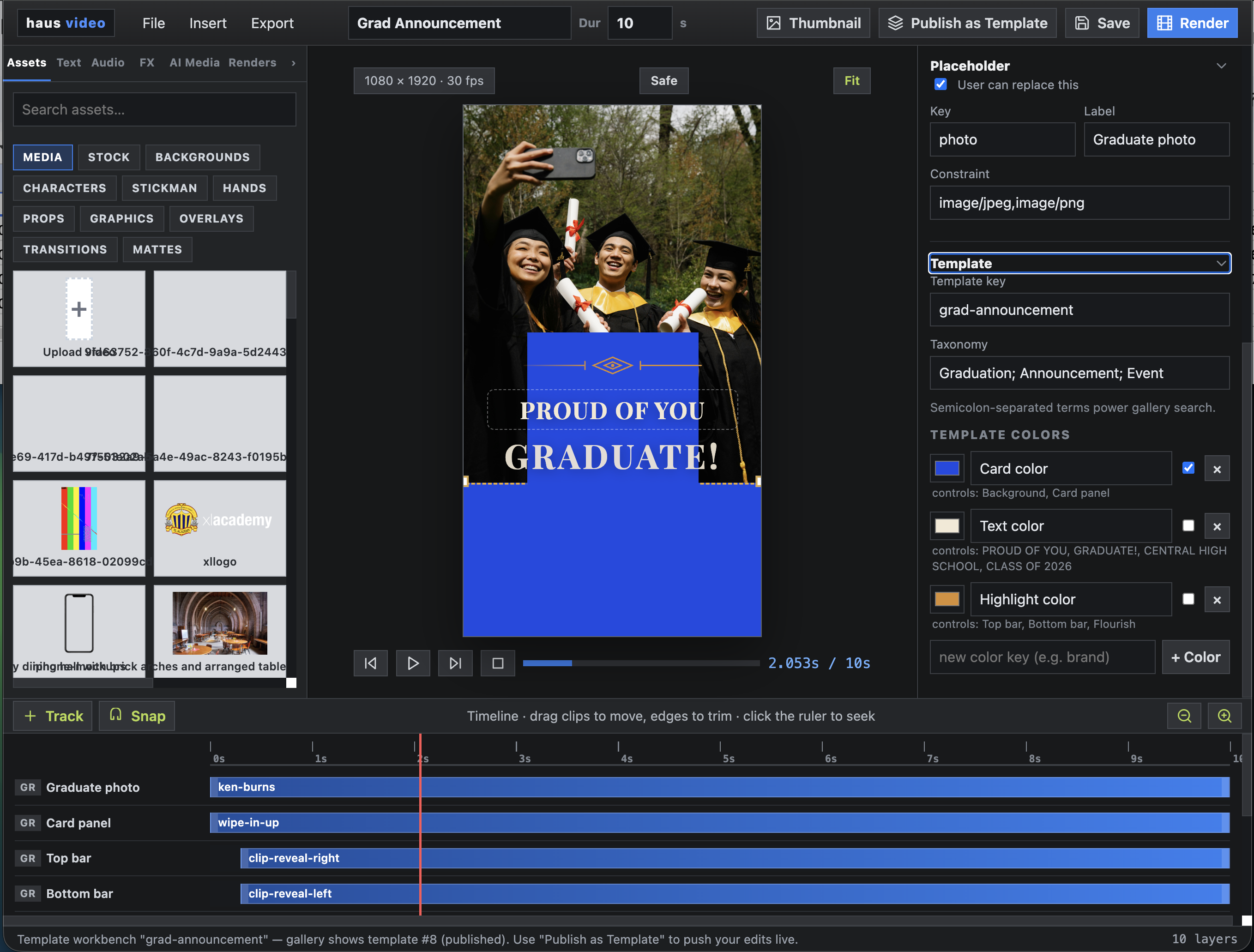 Admin authoring layer — building and configuring a template